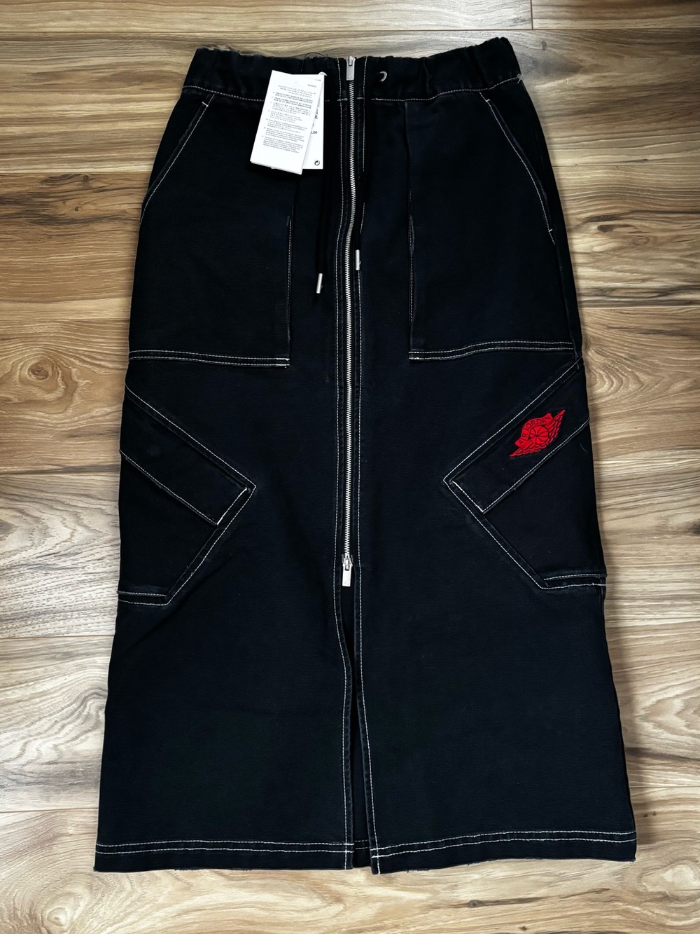 Jordan Black Maxi Skirt with Red Patch